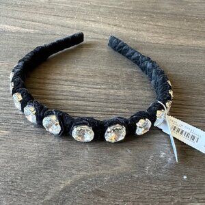 * J. Crew Black Velvet/Crystal Headband * New with tag